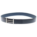 Hermes Rider-h Buckle Leather Belt Reversible Black Navy