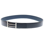 Hermes Rider-h Buckle Leather Belt Reversible Black Navy
