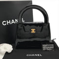 Chanel CC Logo Turnlock Patent Hand Bag Black Bag
