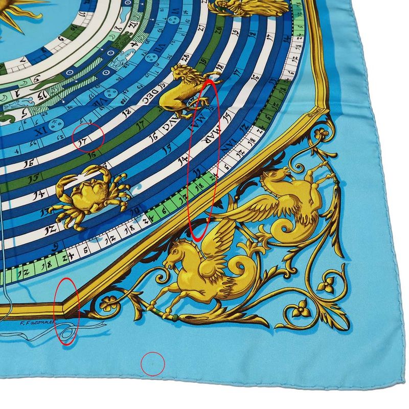 Hermes Carre 90 Scarf DIES ET HORE Astrology 100% Silk Blue Cleaned — view 7