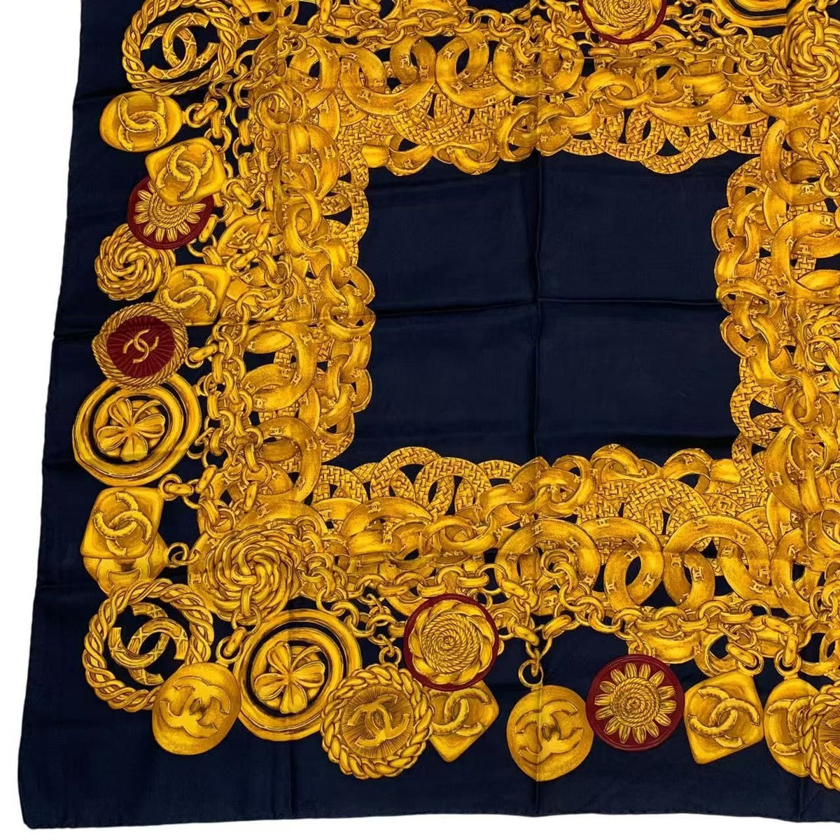 Chanel Scarf Silk CC Logo Gold Black — view 4