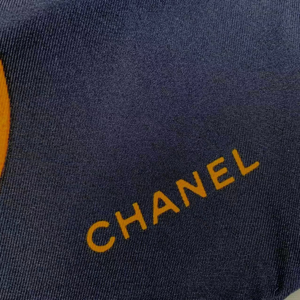 Chanel Scarf Silk CC Logo Gold Black — view 6