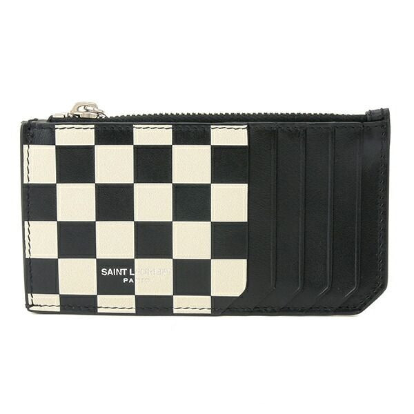 Saint Laurent Card Case Holder Beige Black — view 2