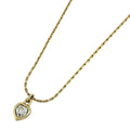 Dior Logo Rhinestone Necklace Heart Motif Gold Plated