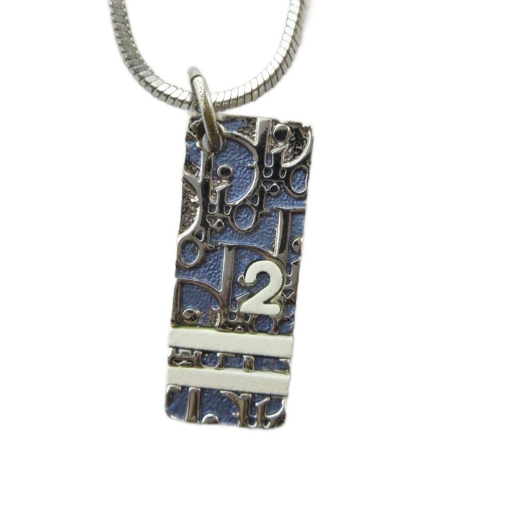 Dior Trotter Necklace Pendant Logo Silver
