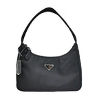 Prada Re-Nylon Black Silver Nylon Shoulder Bag