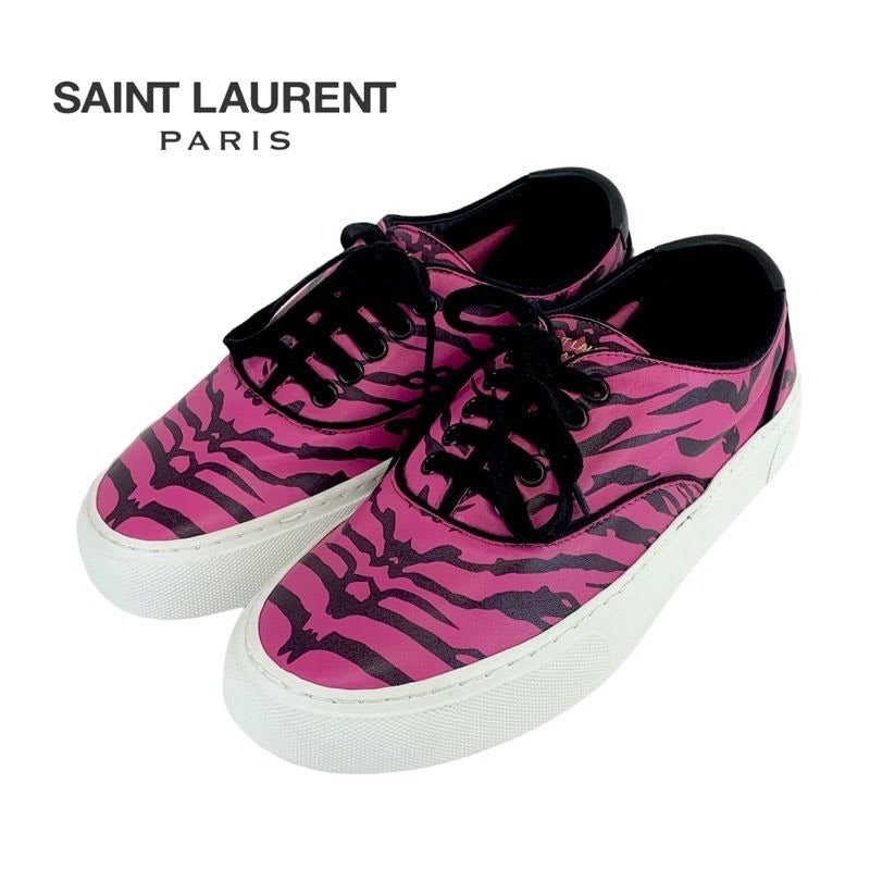 Saint Laurent Sneakers Shoes Zebra Leather Pink Black