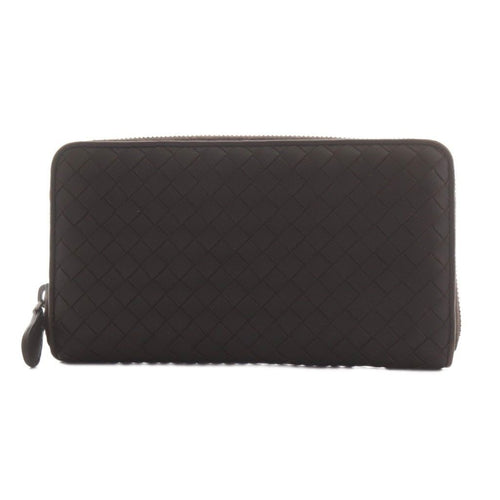 Bottega Veneta Intrecciato Wallet Zip Around Coin Purse Leather Brown
