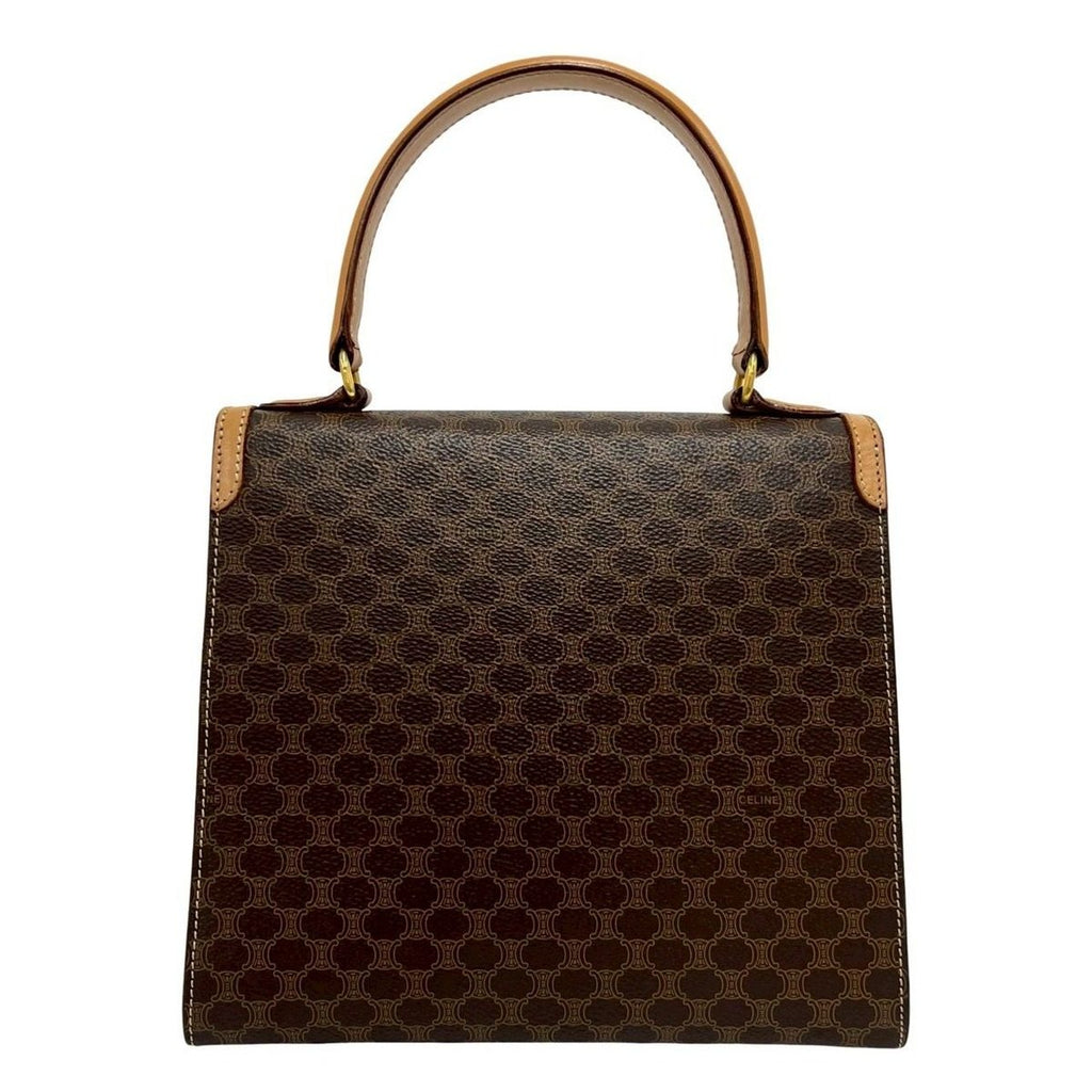 Celine Vintage Macadam Pattern Logo Ring Leather Tote Brown — view 4