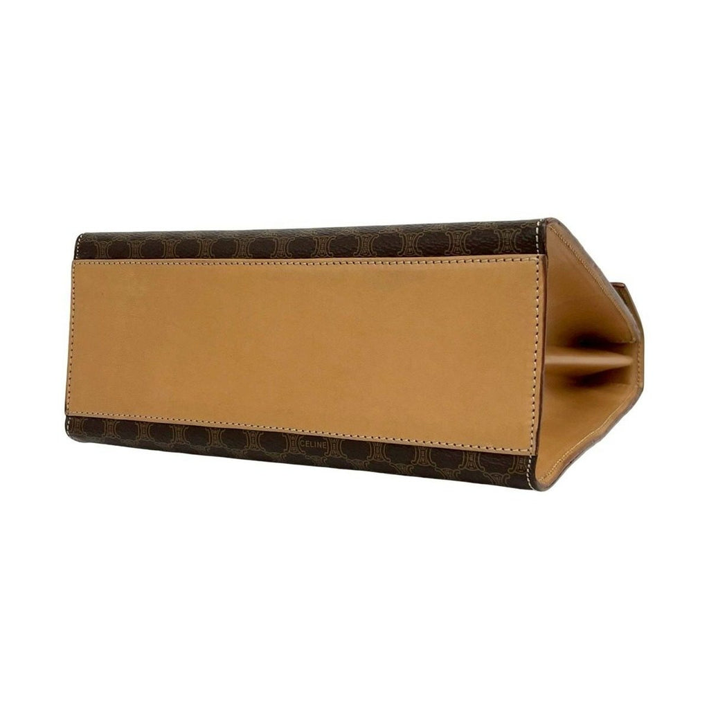 Celine Vintage Macadam Pattern Logo Ring Leather Tote Brown — view 9