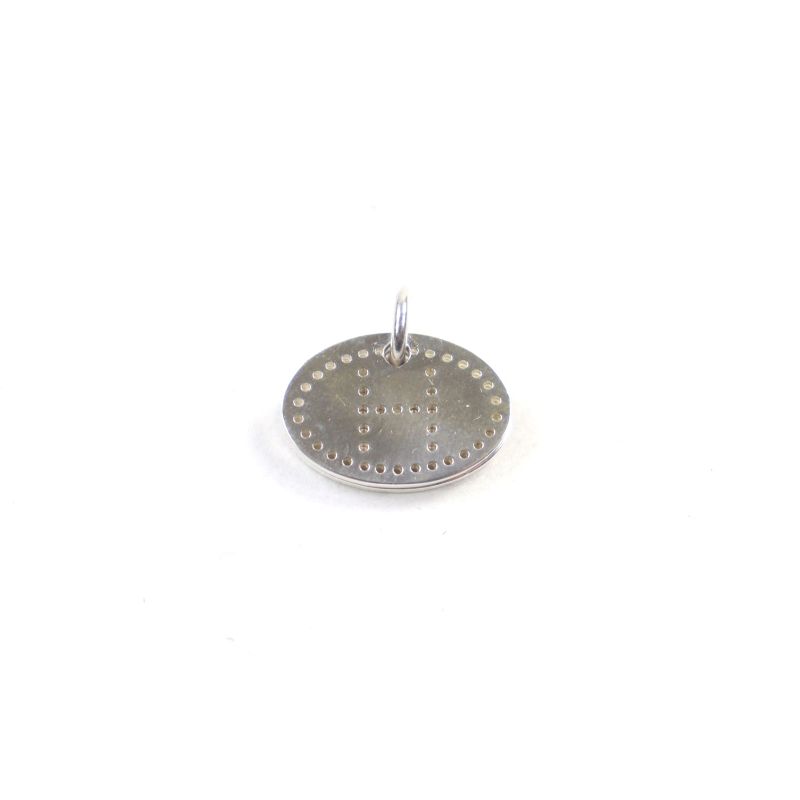 Hermes Eclipse Evelyne AG 925 H Logo Motif Perforated Oval Pendant Top Silver — view 3