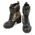 Gucci Boots Jumbo GG Marmont Ankle Leather Canvas 34.5