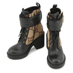 Gucci Boots Jumbo GG Marmont Ankle Leather Canvas 34.5