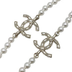 Chanel Long Necklace Coco Mark Rhinestone Pearl 2024 Gold Hardware — view 3