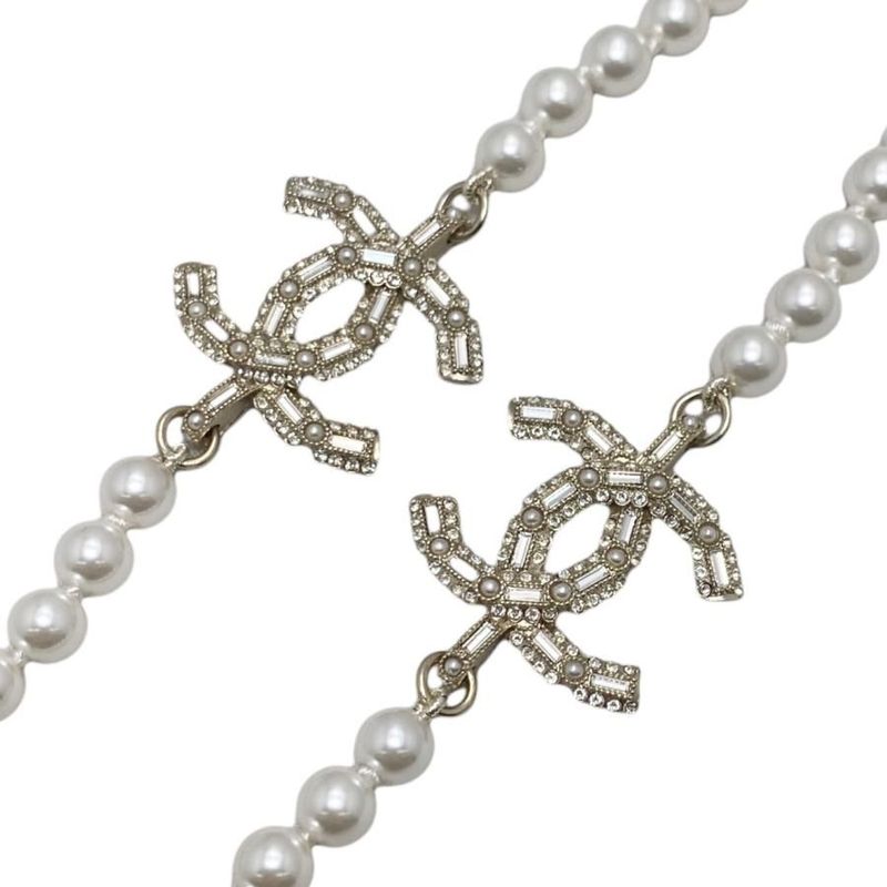 Chanel Long Necklace Coco Mark Rhinestone Pearl 2024 Gold Hardware — view 3