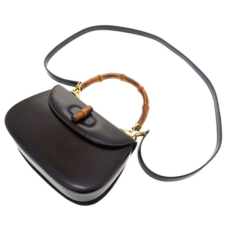 Gucci Bamboo Leather Navy 000 2046 0188 2-Way Handbag 0184 — view 5