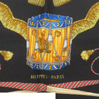 Hermes Petit Carre Black Multicolor Silk les Tambour Drum Scarf — view 5