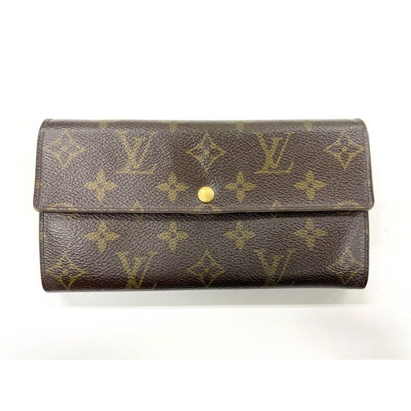 Louis Vuitton Monogram Pochette Porte Monnaie Cles Di Long Wallet Brown