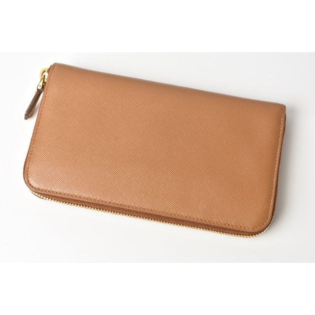 Prada Wallet Long 1 M0506 Saffiano Metal Shape Pressed Leather Caramel — view 2