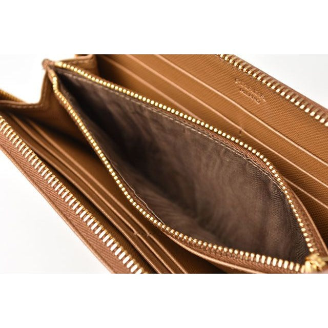 Prada Wallet Long 1 M0506 Saffiano Metal Shape Pressed Leather Caramel — view 4