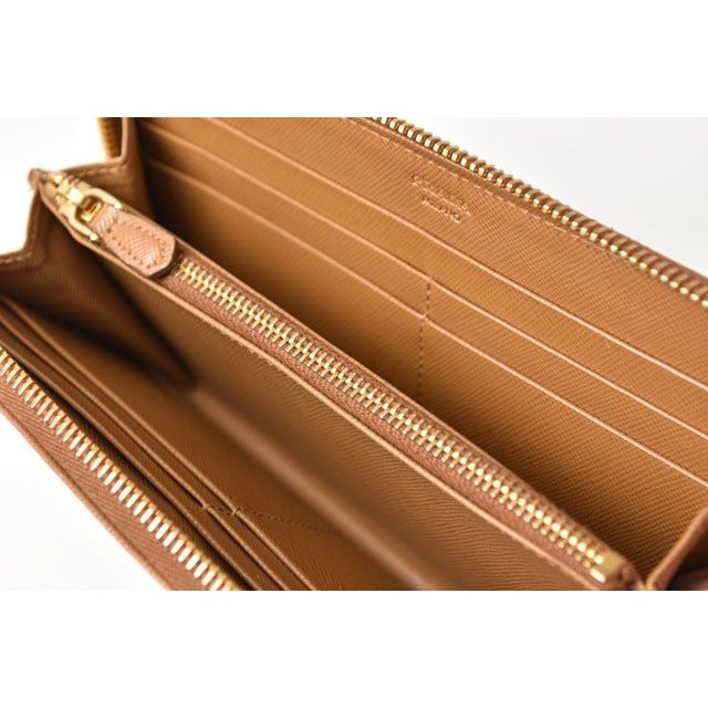 Prada Wallet Long 1 M0506 Saffiano Metal Shape Pressed Leather Caramel — view 5
