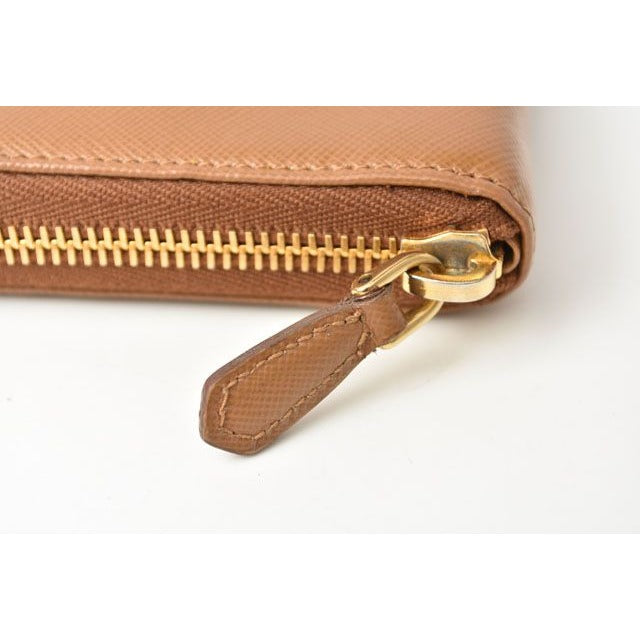 Prada Wallet Long 1 M0506 Saffiano Metal Shape Pressed Leather Caramel — view 6