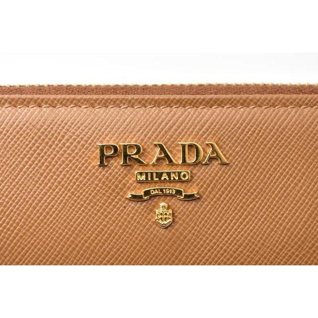 Prada Wallet Long 1 M0506 Saffiano Metal Shape Pressed Leather Caramel — view 7