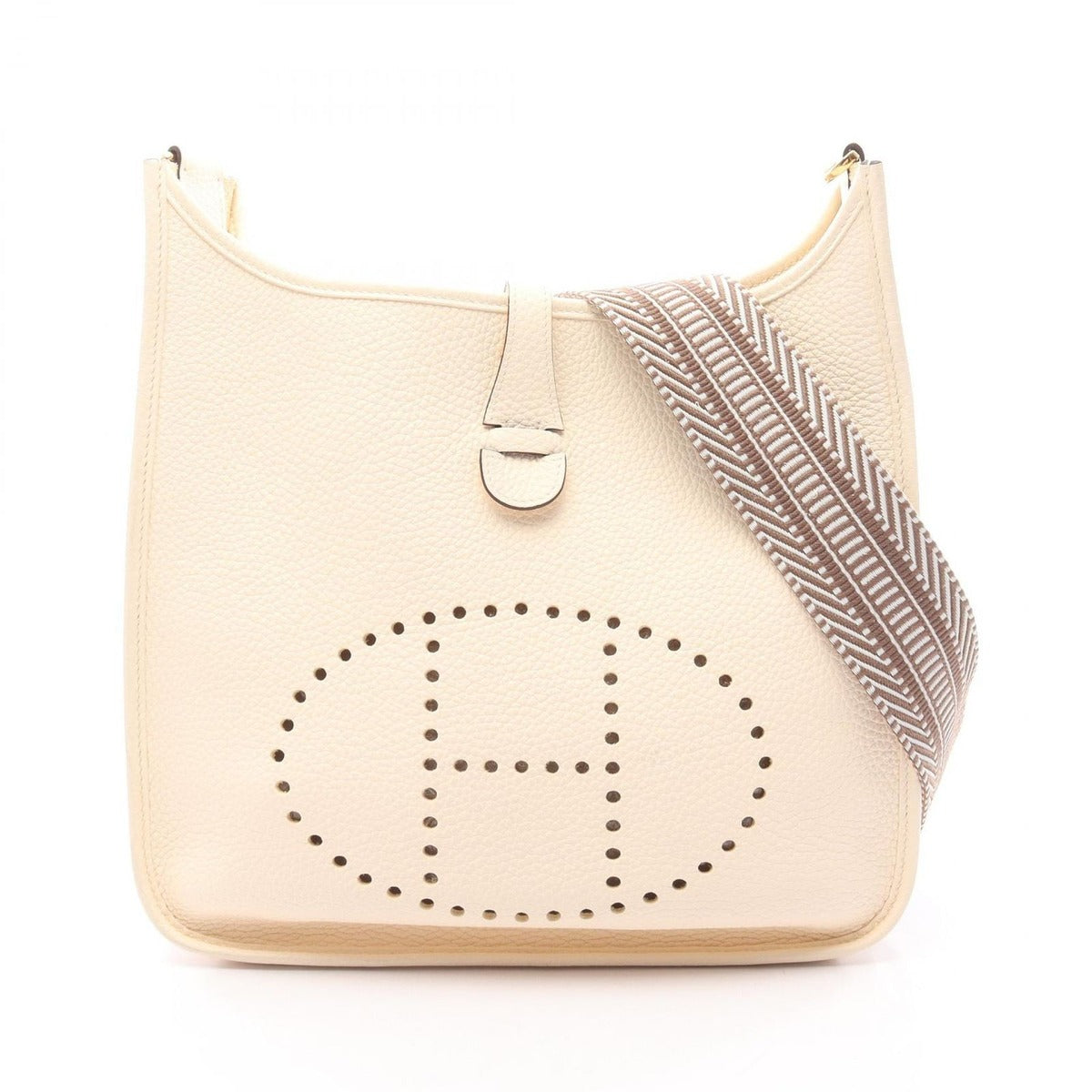 Hermes Shoulder Bag Evelyne 3 Trois PM Nata Etoupe Leather Ivory