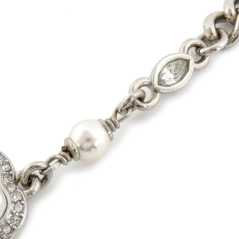 Chanel Necklace Heart Rhinestone Silver 23 B Abb614 Faux Pearl Coco — view 5