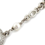Chanel Necklace Heart Rhinestone Silver 23 B Abb614 Faux Pearl Coco — view 5