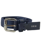 Dior Belt Logo Jacquard Small Item Canvas Leather Navy Silver Hardware — view 2
