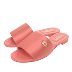 Chanel Flat Sandals Coco Mark Satin Pink 0424