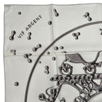 Hermes Scarf Carre 90 100% Silk Vif Argent Silver Drop White — view 2