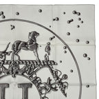 Hermes Scarf Carre 90 100% Silk Vif Argent Silver Drop White — view 3