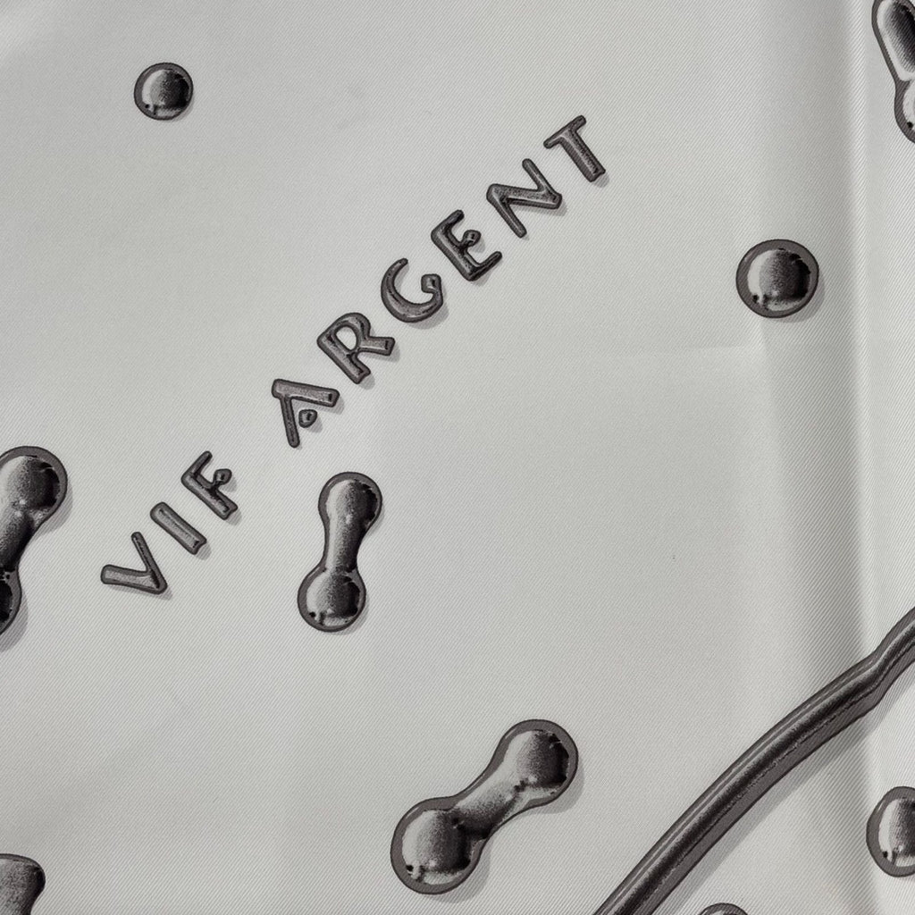 Hermes Scarf Carre 90 100% Silk Vif Argent Silver Drop White — view 6