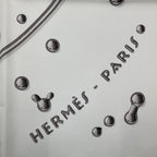 Hermes Scarf Carre 90 100% Silk Vif Argent Silver Drop White — view 7