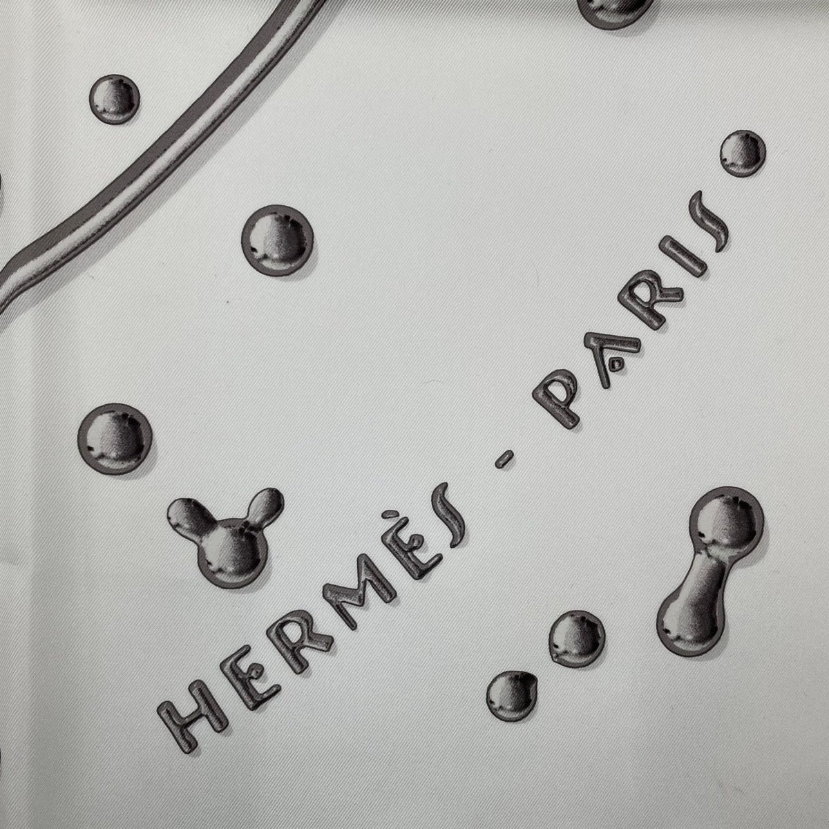 Hermes Scarf Carre 90 100% Silk Vif Argent Silver Drop White — view 7