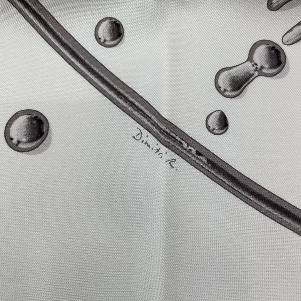 Hermes Scarf Carre 90 100% Silk Vif Argent Silver Drop White — view 8