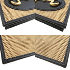 Gucci Horsebit Compact Wallet Canvas Leather Beige Navy Blue Bifold — view 7