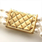 Chanel Bag Motif 3 Rows Pearl Gold Bracelet — view 3
