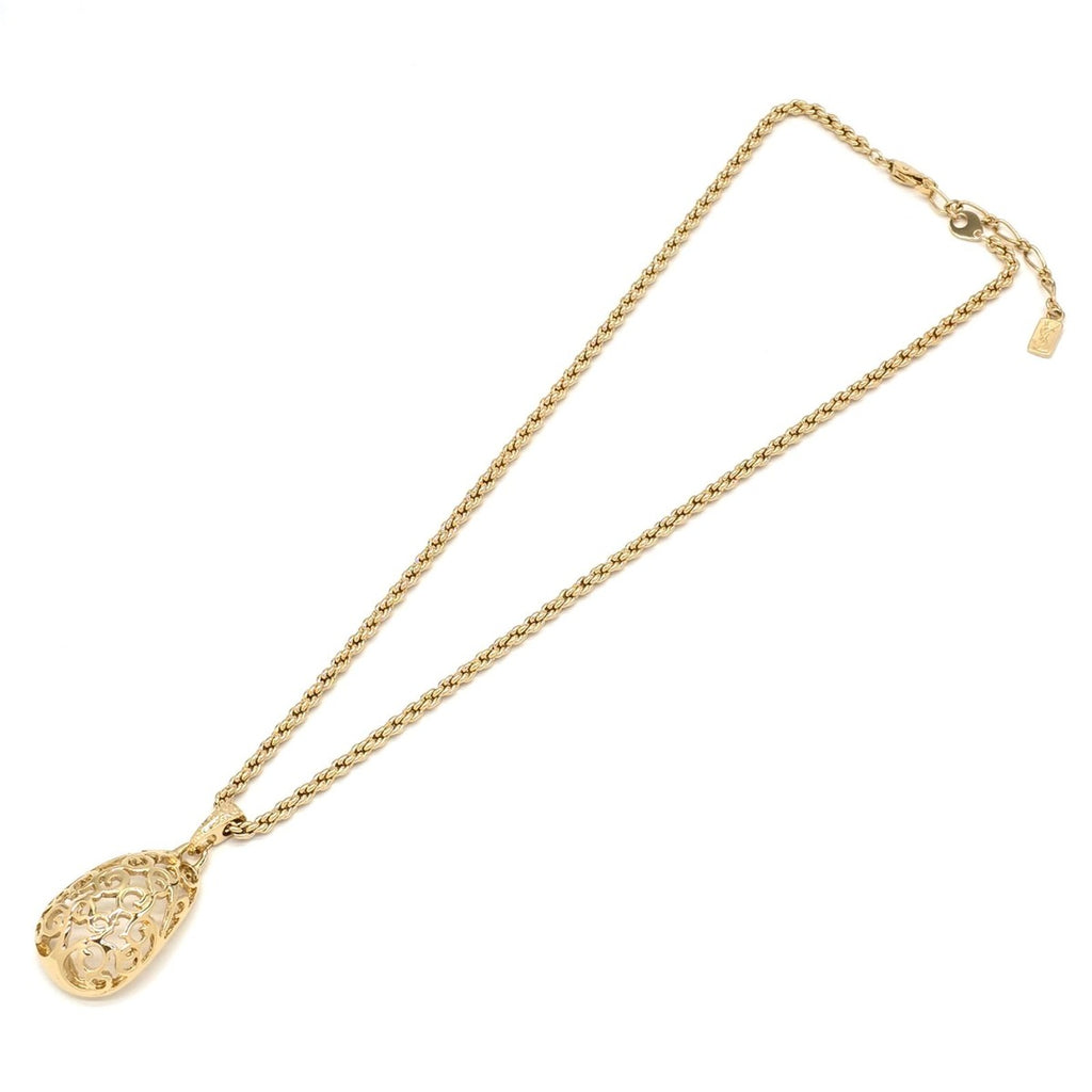 Saint Laurent Yves Egg Arabesque Pendant Necklace Gold — view 2