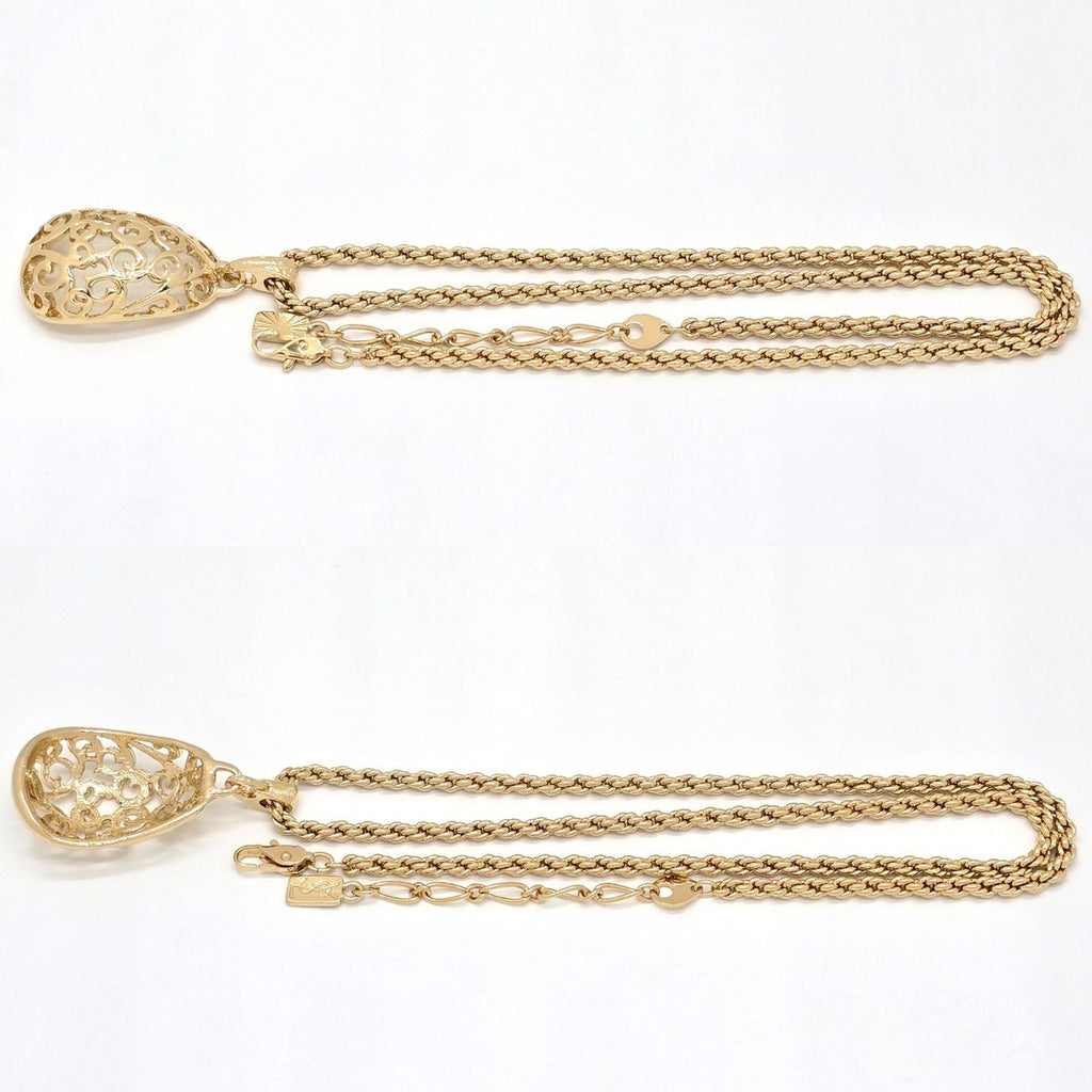 Saint Laurent Yves Egg Arabesque Pendant Necklace Gold — view 3