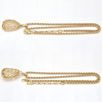Saint Laurent Yves Egg Arabesque Pendant Necklace Gold — view 3