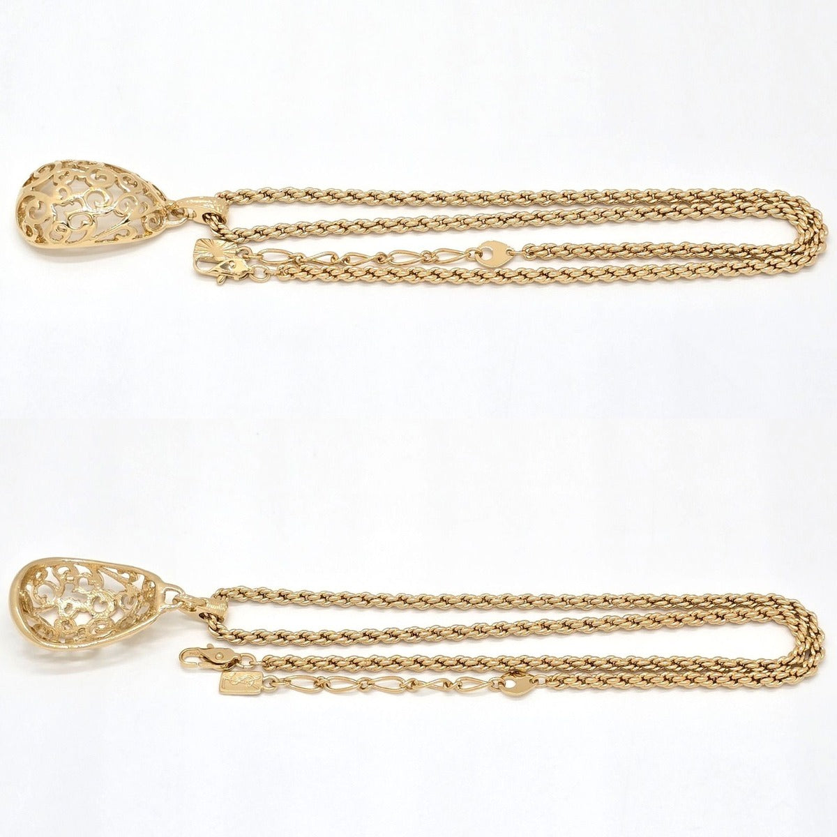 Saint Laurent Yves Egg Arabesque Pendant Necklace Gold — view 3