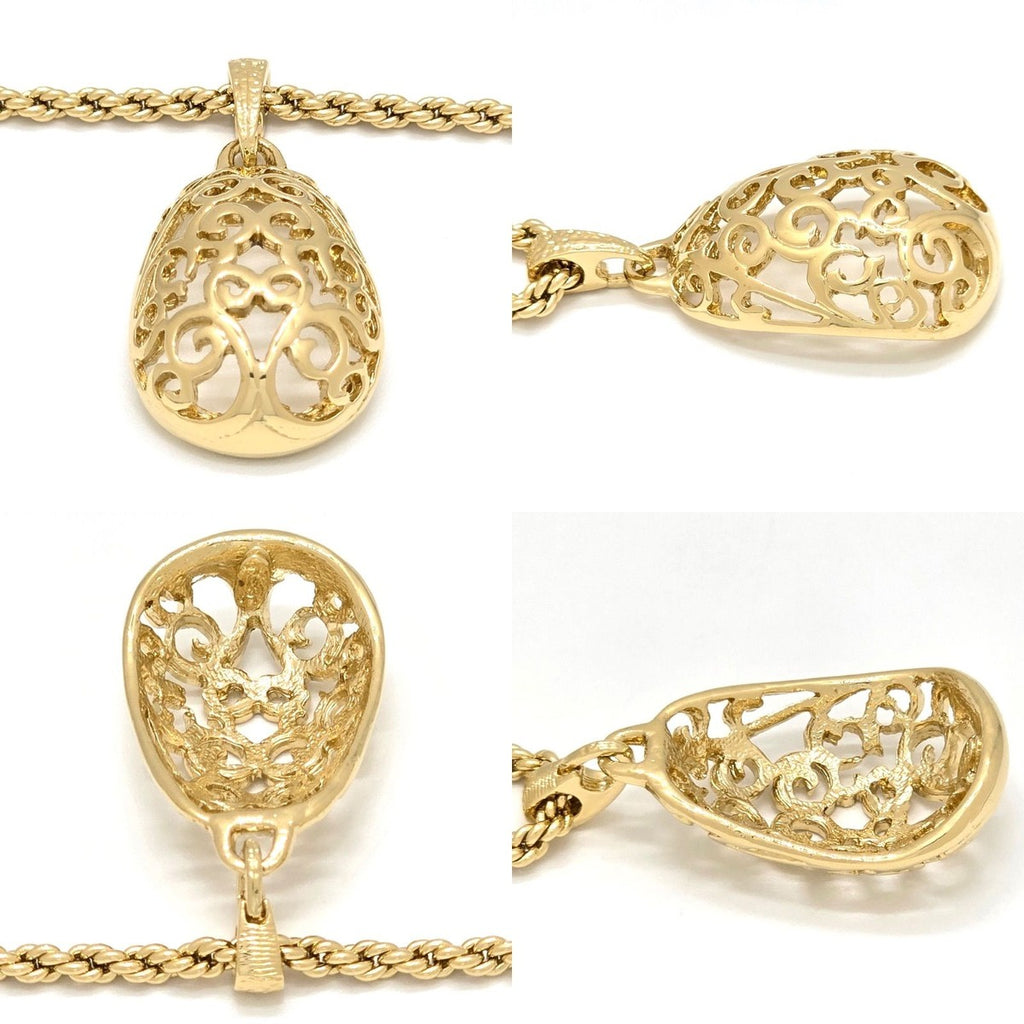 Saint Laurent Yves Egg Arabesque Pendant Necklace Gold — view 5