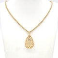 Saint Laurent Yves Egg Arabesque Pendant Necklace Gold