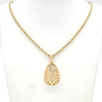Saint Laurent Yves Egg Arabesque Pendant Necklace Gold