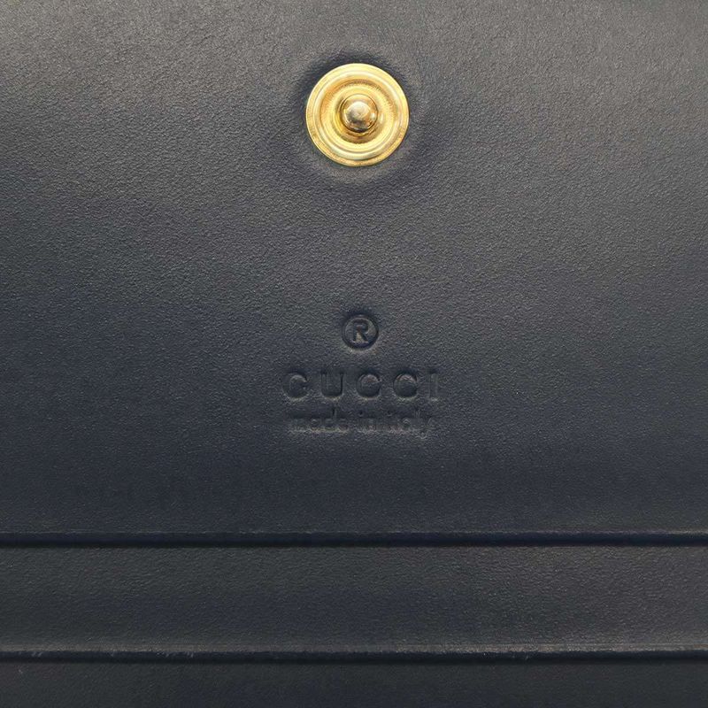Gucci Striped Leather Compact Wallet Navy — view 6