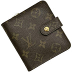 Louis Vuitton Bi Foldwallet L Letter Zipper Compact Zip Monogram Canvas Brown
