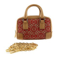 Loewe Amazona Nano Handbag A039 U96 X02 Canvas Calf Leather Red Light Brown